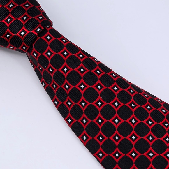 Brooks Brothers Other - Brooks Brothers 346 Necktie Mens Black Red Geometric Medallion Pure Silk Tie